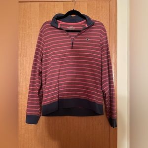 WORN ONCE: VINEYARD VINES PINK AND NAVY STRIPE QUARTER ZIP